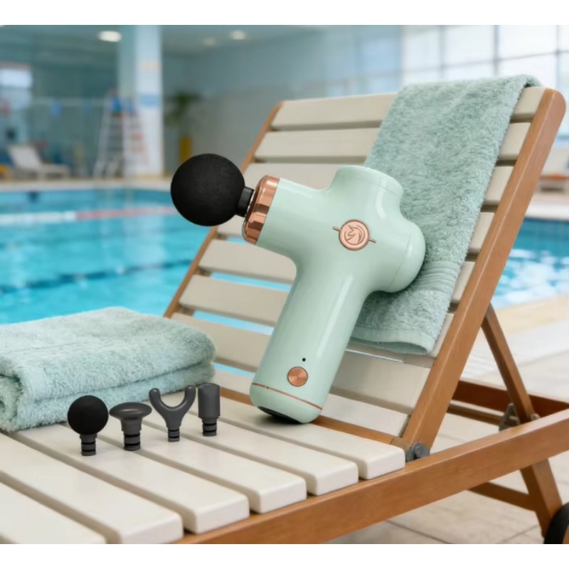 Massage Gun - ปืนนวดมือถือขนาดเล็กพร้อมหัวนวด 4 แบบ ชาร์จผ่าน USB ช่วยผ่อนคลายกล้ามเนื้อ